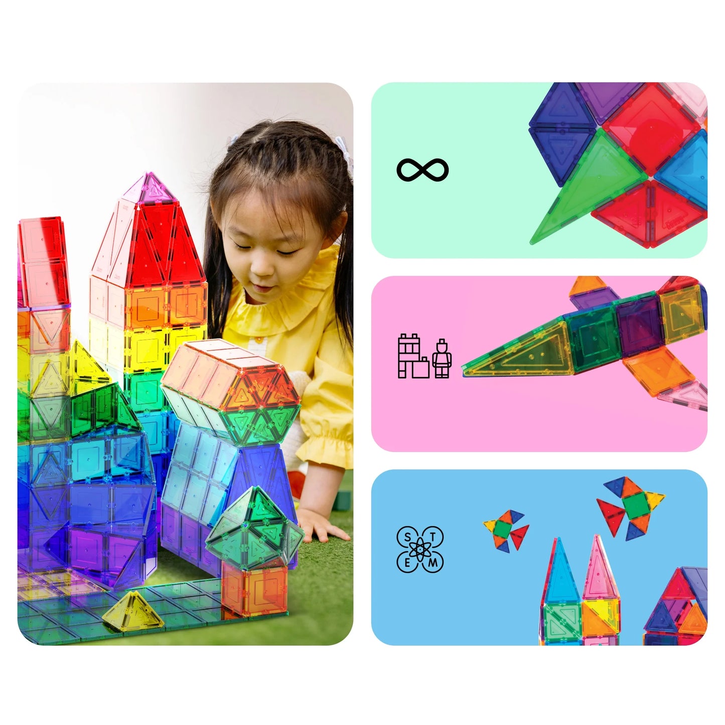 60 PC 3D Magnetic Tiles